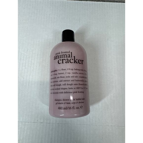 Philosophy Pink Frosted Animal Cracker Shampoo Shower Gel Bubble Bath 16 oz